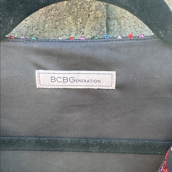 BCBGeneration Black Wrap Dress with Metallic Sequined size 6 - Picture 2 of 5